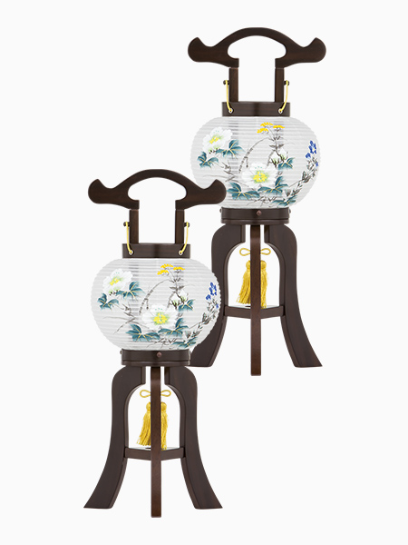 絹張プチ行灯晏華 一対入／コードレス／LED電球