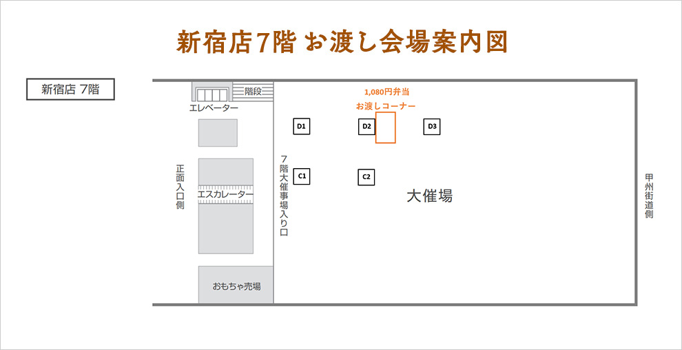 新宿店7階　お渡し会場案内図