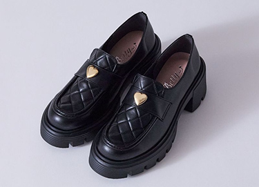 ハートチャームローファー　BL