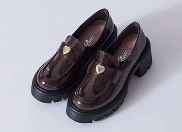 ハートチャームローファー　DBR