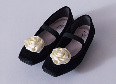 ローズフラットシューズ　BL/C