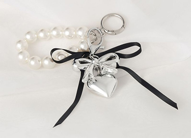 パール＆リボン＆ハートキーホルダー