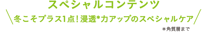 冬こそプラス1点！浸透*力アップのスペシャルケア ＊角質層まで