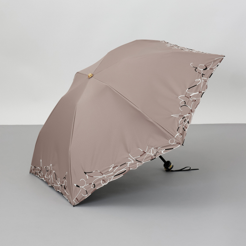［Beaurance（ビューランス）］プリント晴雨兼用（折り畳み・ミニ傘）ベージュ