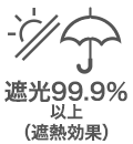 遮光率99.9%以上（遮熱効果）