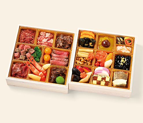 【004】京王百貨店オリジナル 肉・海鮮オリジナルオードブルとおせち 二段重
