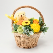【母の日】With Flower（フラワー）[フローレット]ソープフラワー バスケット（イエロー）
