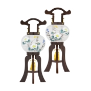 【盆提灯】<一対入行灯>No.596G 絹張プチ行灯晏華[芙蓉]　