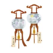 【盆提灯】<一対入行灯>No.522D 二重藤10号[藤に五重塔]　