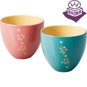 ［龍門堂］漆塗カップ梅 ピンク・モスグリーン 
