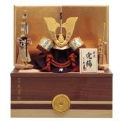 [久月]銘木収納兜飾り　