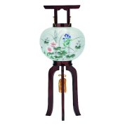 <現代行灯>No3991 絹張現代行灯8号[芙蓉に桔梗]　