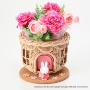 【母の日】[フラワーミッフィー]おかえりお家ラタンバスケット　アートフラワーアレンジ