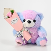 【母の日】[フローレット]ソープフラワー ハグベアー（レインボーパープル）