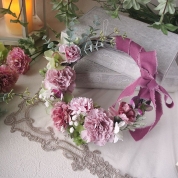 【母の日】[パルク・フローラル]カーネーションとアジサイのナチュラルリース