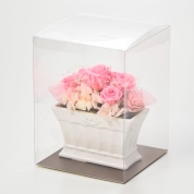 【母の日】[リッシュドフルール]プリザーブドフラワー(舟形陶器)（ピンク）