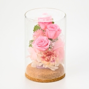 【母の日】[リッシュドフルール]プリザーブドフラワー(ガラスドーム)（ピンク）
