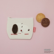 【バレンタイン】[スヌーピー meets ブリュイエール]スヌーピー meets ブリュイエール　もこもこ刺繍ポーチ(オフホワイト)