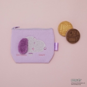 【バレンタイン】[スヌーピー meets ブリュイエール]スヌーピー meets ブリュイエール　もこもこ刺繍ポーチ(ライラック)