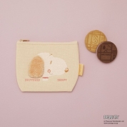 【バレンタイン】[スヌーピー meets ブリュイエール]スヌーピー meets ブリュイエール　もこもこ刺繍ポーチ(パステルオレンジ)