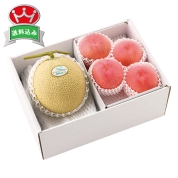 築地定松　マスクメロン＆桃　SM1P4　直送品