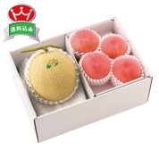築地定松　北海道赤肉メロン＆桃　SRM1P4　直送品
