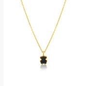 [TOUS]ネックレスFacetくま・45cm　イエローゴールドコーティング　オニキス　