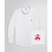 [ブルックス ブラザーズ]ノンアイロン オックスフォードシャツ(ホワイト)×カフス ブランドロゴオリジナル刺繍　ローズ