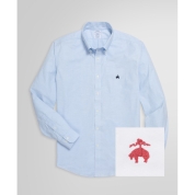 [ブルックス ブラザーズ]ノンアイロン オックスフォードシャツ(ライトブルー)×カフス ブランドロゴオリジナル刺繍　ローズ