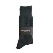[マッキントッシュロンドン]紳士靴下　ワンポイント刺繍　チャコールグレー