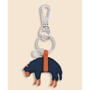 [ブルックス ブラザーズ]カウレザー GFロゴ キーフォブ　ネイビー/オレンジ