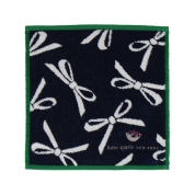 [ケイト・スペード ニューヨーク]タオルハンカチ　リボン　ネイビーブルー