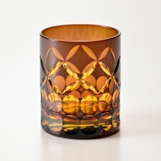 [可夜硝子]夕焼け猫+七宝煌円環紋/切子 　蘇芳色