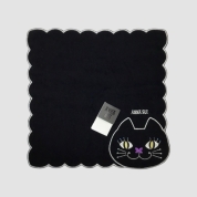 [ANNA SUI]ネコ刺しゅう タオルハンカチ　ブラック