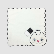 [ANNA SUI]ネコ刺しゅう タオルハンカチ　ホワイト