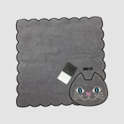[ANNA SUI]ネコ刺しゅう タオルハンカチ　グレー