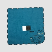 [ANNA SUI]薔薇とネコ刺しゅう タオルハンカチ　ブルー