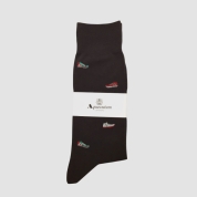 [アクアスキュータム]紳士靴下　スニーカー柄　ダークブラウン
