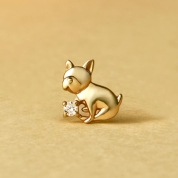 [テイクアップ]フレンチブルドッグ ハーフピアス　ゴールド