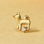 [テイクアップ]柴犬 ハーフピアス　ゴールド