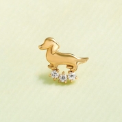 [テイクアップ]ダックスフンドハーフピアス　ゴールド