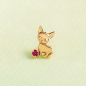 [テイクアップ]チワワハーフピアス　ゴールド