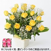 [フローレット]Large Roses アレンジメント（M）【濃ピンク】