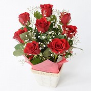 [フローレット]Large Roses アレンジメント（S）【赤】