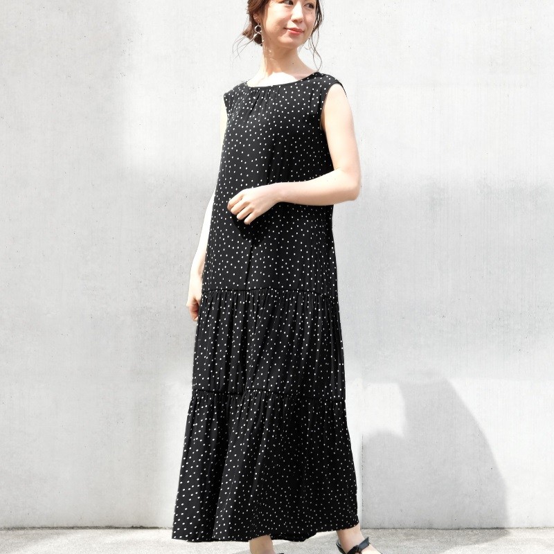 Strawberry Fields パウダーサテンドット ワンピース ブラックxオフドット 京王ネットショッピング 京王百貨店