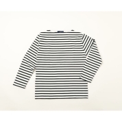 [SAINT JAMES/セントジェームス]OUESSANT ウェッソン ボートネック カットソー　NEIGE/NOIR(ホワイト/ブラック)