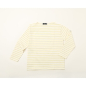[SAINT JAMES/セントジェームス]OUESSANT ウェッソン ボートネック カットソー　NEIGE/ZESTE(ホワイト/レモンイエロー)