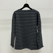 [SAINT JAMES/セントジェームス]OUESSANT ウェッソン ボートネック カットソー　チャコールグレー/ブラック　