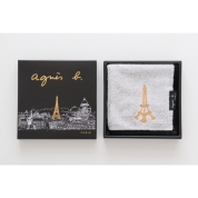 [アニエスベー]大判 タオルハンカチスパンコール エッフェル塔(001399-0001)　ブラック