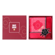 [マリークワント]大判 タオルハンカチ スパンコール刺しゅう(001398-0001)　レッド